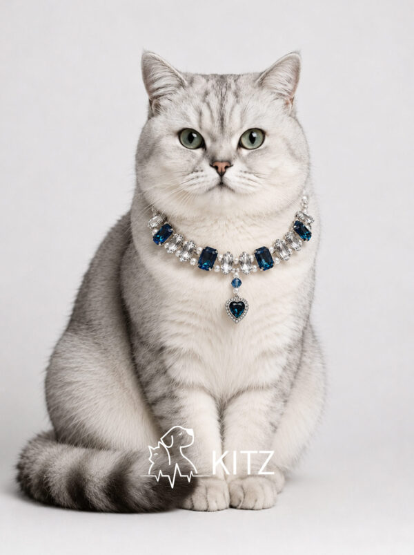 蓝 Crystal Pet Necklaces