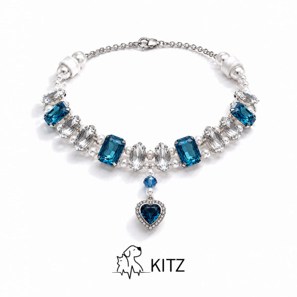 蓝色主图-1 Crystal Pet Necklaces