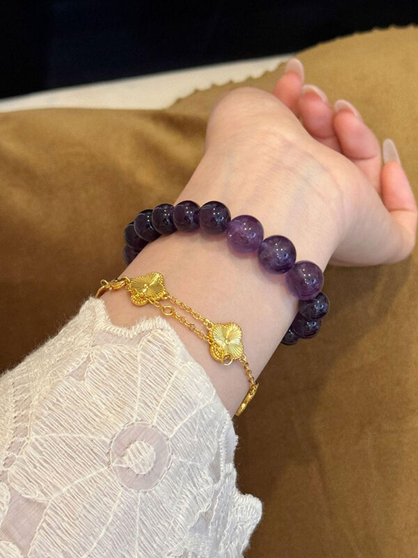 Amethyst Bracelet with 10mm Natural Crystal Beads