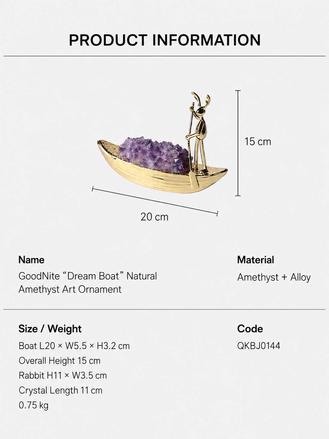 Natural Amethyst Rabbit Ornament
