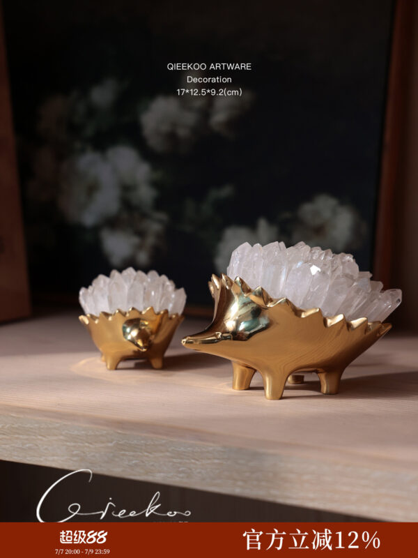 主图-01 Brass Natural Crystal Hedgehog Ornament