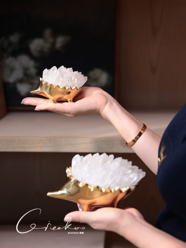 主图-02 Brass Natural Crystal Hedgehog Ornament