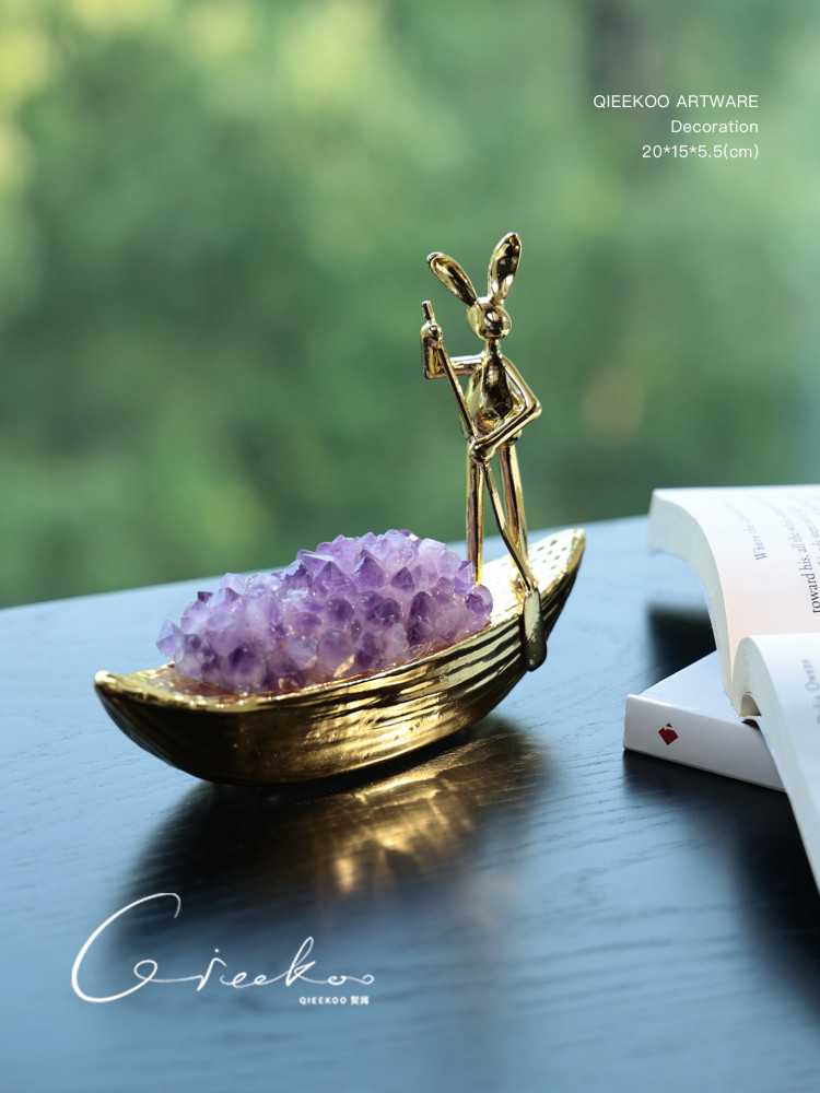Natural Amethyst Rabbit Ornament