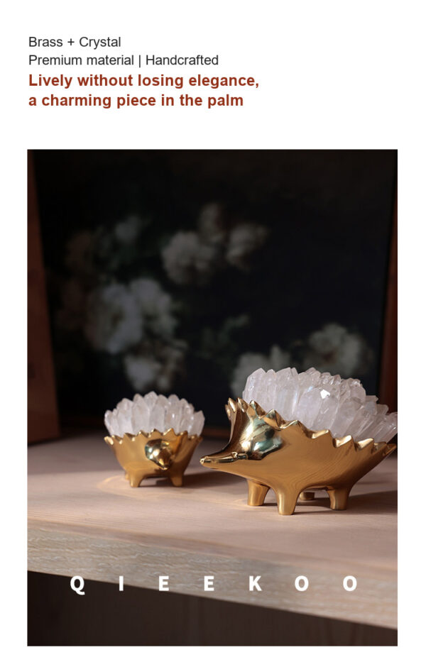 详情-14-英文版 Brass Natural Crystal Hedgehog Ornament