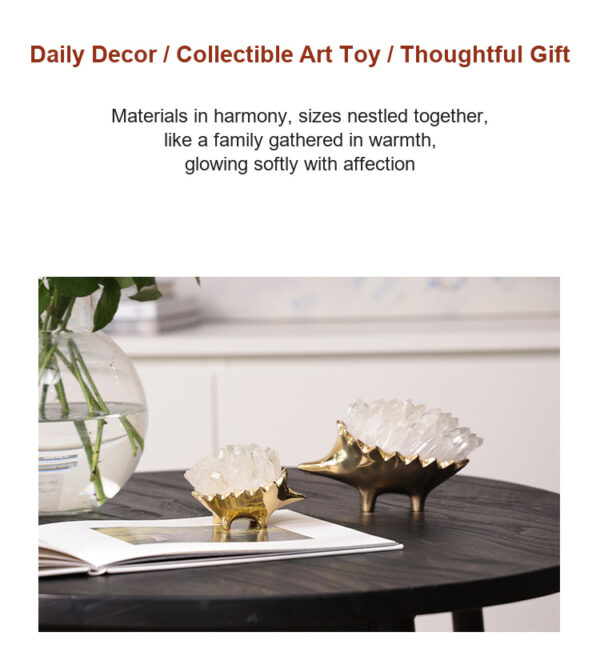 详情-27-英文版 Brass Natural Crystal Hedgehog Ornament